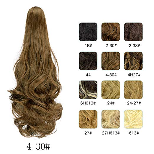 20〞Claw Ponytail Clip in Hair Extensions Hairpiece Synthetic Light Curly Soft Silky Nature Looking Heat-Resisting Different Colors for Women Fashion and Beauty-4/30#